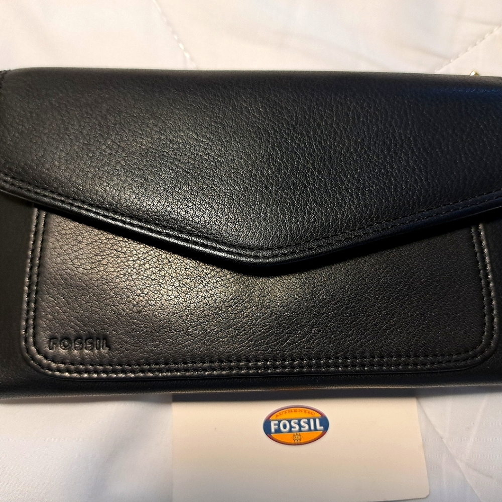 Fossil Black Leather wallet checkbook